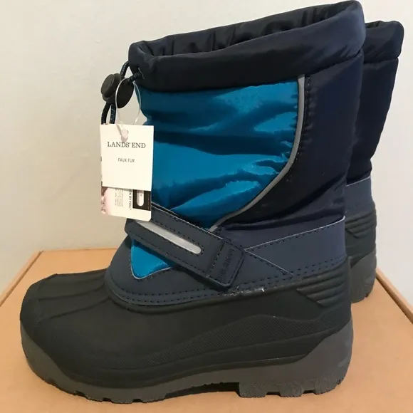 NEW Lands End Kids Boys Ski Snow Cold boots 1M Regiment Navy Sled Board Winter