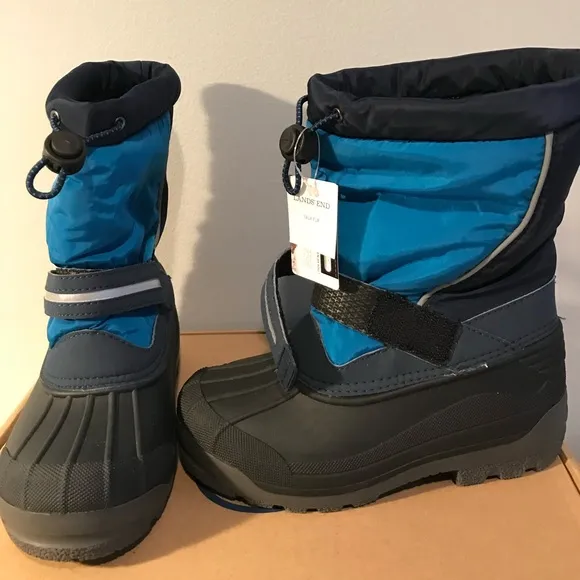 NEW Lands End Kids Boys Ski Snow Cold boots 1M Regiment Navy Sled Board Winter