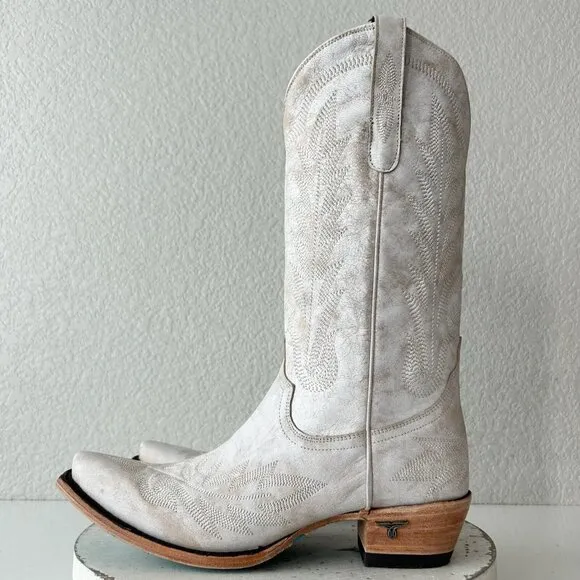 NEW Lane LEXINGTON Women Cowboy Boots 9 White Western Cowgirl 13&quot; Mid Calf Tall