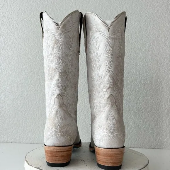 NEW Lane LEXINGTON Women Cowboy Boots 9 White Western Cowgirl 13&quot; Mid Calf Tall