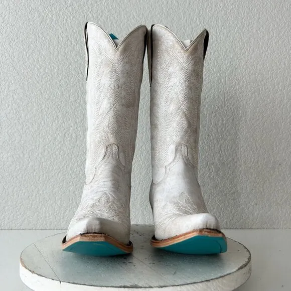 NEW Lane LEXINGTON Women Cowboy Boots 9 White Western Cowgirl 13&quot; Mid Calf Tall