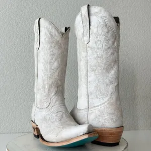 NEW Lane LEXINGTON Women Cowboy Boots 9 White Western Cowgirl 13&quot; Mid Calf Tall