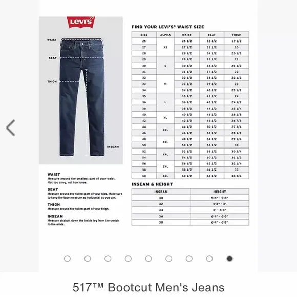 New Levi’s 517 bootcut Men's Classic dark wash Blue Jeans size 29
