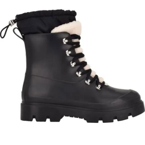 NEW Marc Fisher LTD Waterproof Lace-Up Black Boots