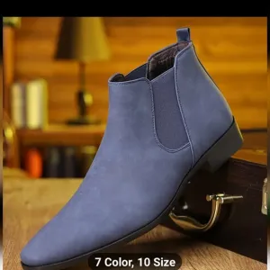 NEW MEN STYLISH NAVY BLUE CHELSEA  ANKLE BOOTS SIZE 10-10.5
