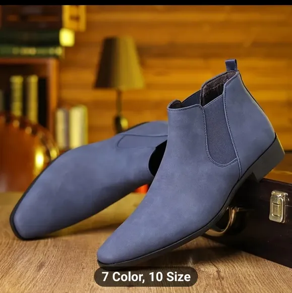 NEW MEN STYLISH NAVY BLUE CHELSEA  ANKLE BOOTS SIZE 10-10.5