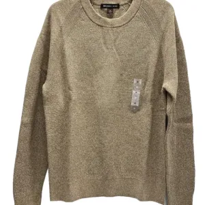 NEW MICHAEL KORS Sweater Dark Camel Brown Size M Modern-Fit Textured Mouline