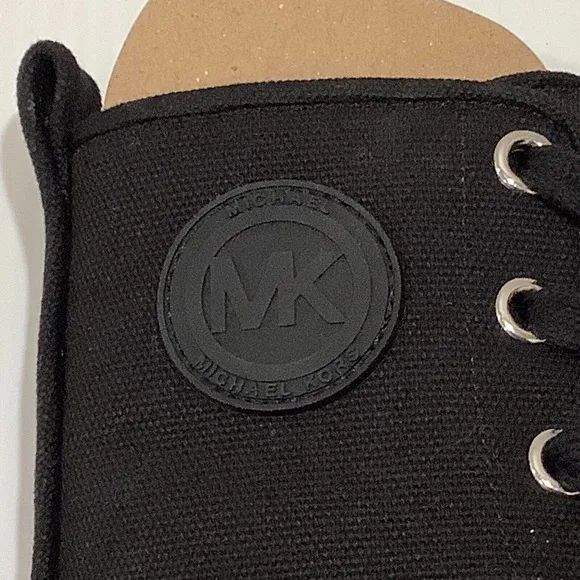 New Michael Kors Womens 6 M Corey Bootie Black Canvas Combat Boots 40ROCOME5D