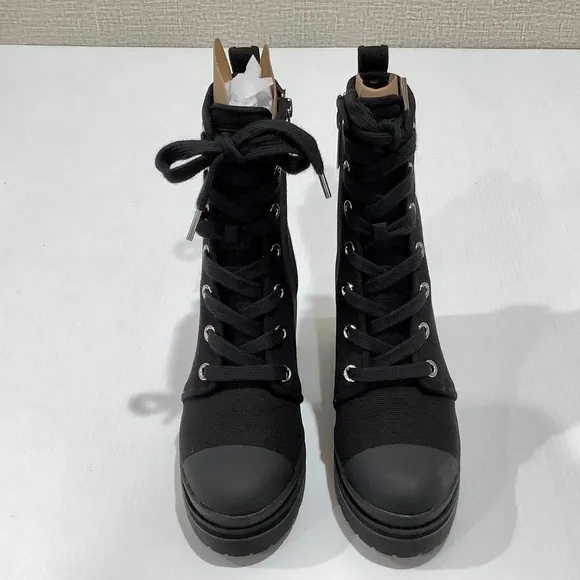 New Michael Kors Womens 6 M Corey Bootie Black Canvas Combat Boots 40ROCOME5D