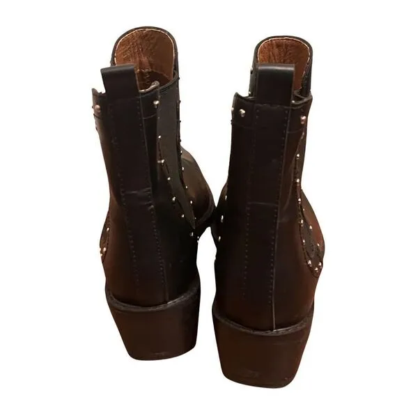 New Mi.iM Studded Black Leather Ankle Pointed Toe Chelsea Boots Booties Women 7