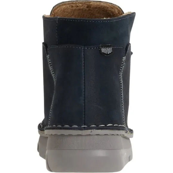 NEW OnFoot Made in Spain Cozy-Lined Sneaker Boots Leather Navy  For Women 210