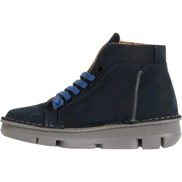 NEW OnFoot Made in Spain Cozy-Lined Sneaker Boots Leather Navy  For Women 210
