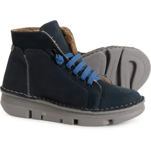NEW OnFoot Made in Spain Cozy-Lined Sneaker Boots Leather Navy  For Women 210