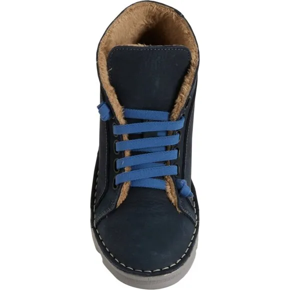 NEW OnFoot Made in Spain Cozy-Lined Sneaker Boots Leather Navy  For Women 210