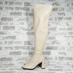 NEW Open Edit Women's Briar In Cream Vanilla Over the Knee Boots A727