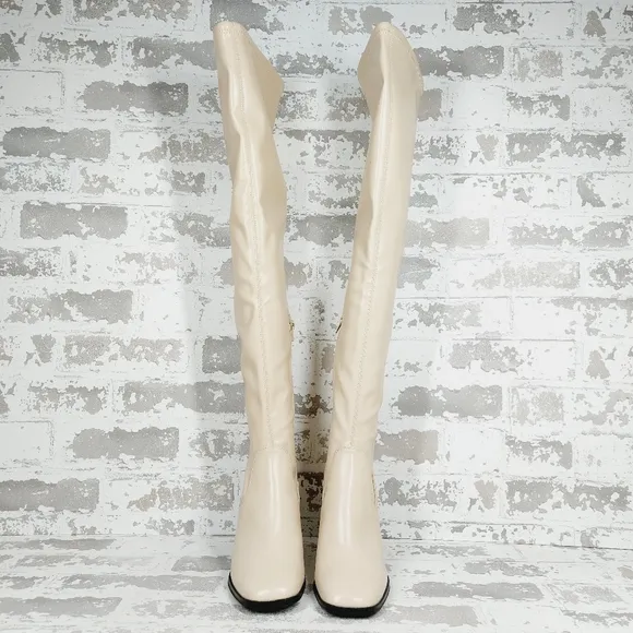 NEW Open Edit Women's Briar In Cream Vanilla Over the Knee Boots A727