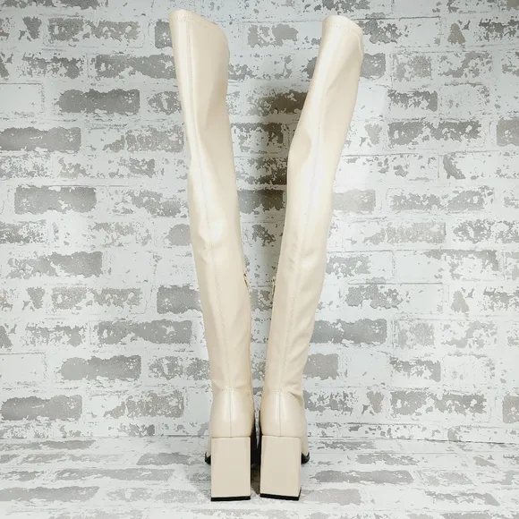 NEW Open Edit Women's Briar In Cream Vanilla Over the Knee Boots A727