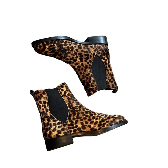 New Rebecca Minkoff Sabeen Cow Fur Ankle Boots Brown &amp; Black Size 7.5M