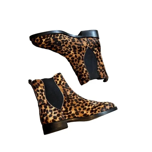 New Rebecca Minkoff Sabeen Cow Fur Ankle Boots Brown &amp; Black Size 7.5M