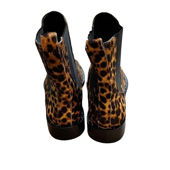 New Rebecca Minkoff Sabeen Cow Fur Ankle Boots Brown &amp; Black Size 7.5M