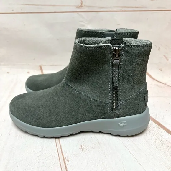 NEW Skechers Air Cooled Goga Mat Goldy Suede Fur Lined Winter Ankle Boots
