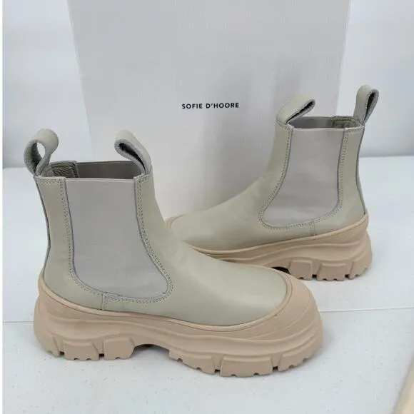 NEW Sofie D'Hoore Fabulous Rubber Chelsea Leather Mastic Ankle Boots Size 37