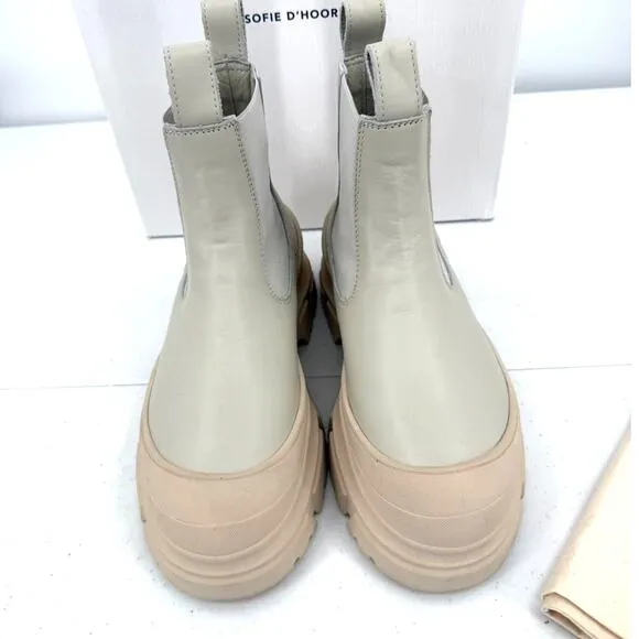 NEW Sofie D'Hoore Fabulous Rubber Chelsea Leather Mastic Ankle Boots Size 37