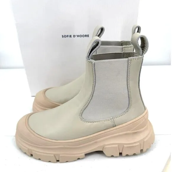 NEW Sofie D'Hoore Fabulous Rubber Chelsea Leather Mastic Ankle Boots Size 37