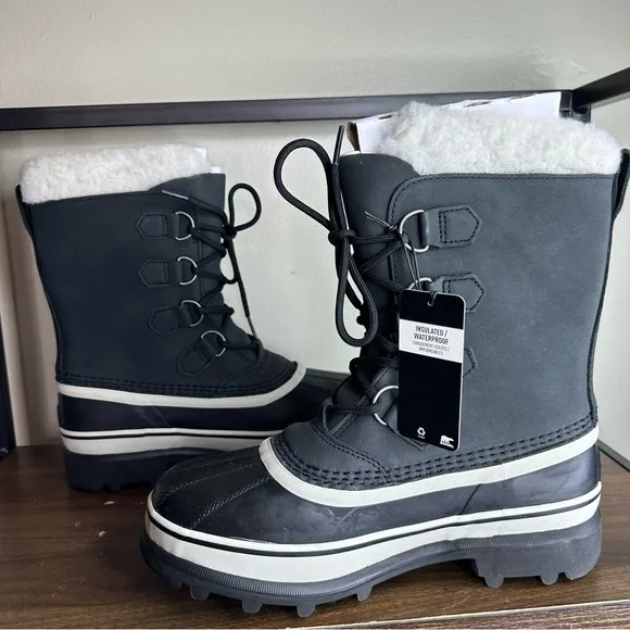 NEW SOREL Caribou Black Waterproof Winter Boots Sz 9 Womens