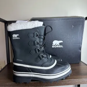 NEW SOREL Caribou Black Waterproof Winter Boots Sz 9 Womens