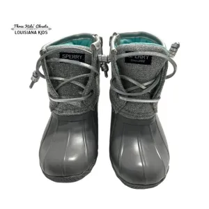 NEW Sperry 9M Sparkly Grey &amp; Aqua Saltwater Boots