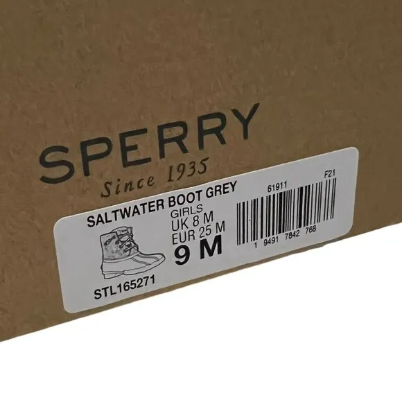 NEW Sperry 9M Sparkly Grey &amp; Aqua Saltwater Boots