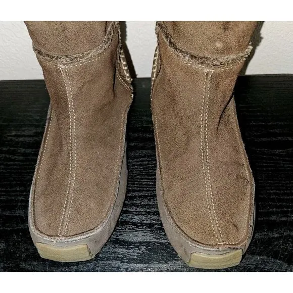 New! Sporto Leather Suede Patch Brown Boots 5035308 Women Size 8.5M