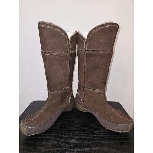 New! Sporto Leather Suede Patch Brown Boots 5035308 Women Size 8.5M
