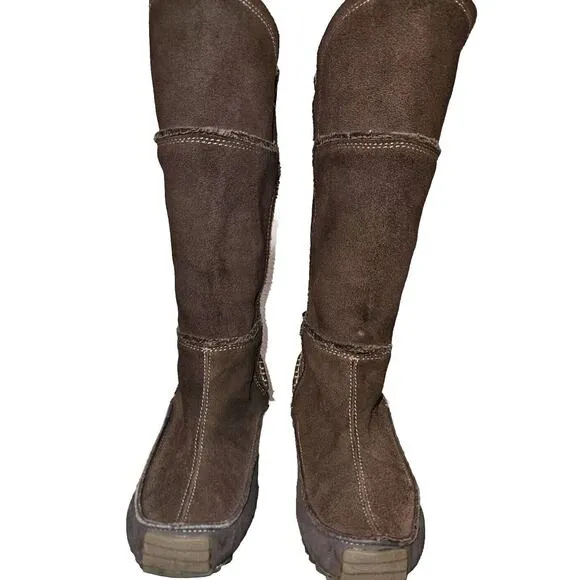 New! Sporto Leather Suede Patch Brown Boots 5035308 Women Size 8.5M