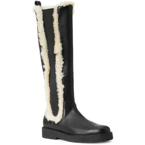 NEW STAUD Womens Palamino Shearling Trim Black Leather Riding Boots US 10 EUR 40