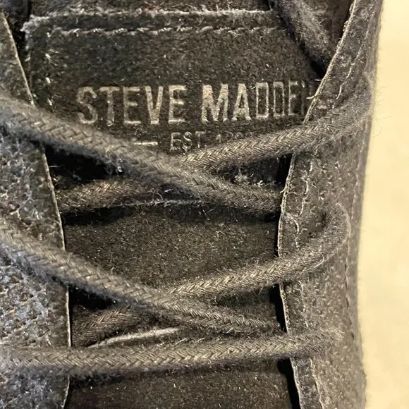 NEW Steve Madden Hardenn Men's Black Suede Leather Lace-Up Chukka Ankle Boots