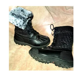 NEW Sz. 9.5 LUTGZ Black Fur-EXTRA INSULATED- Lined Snow Boots Convertibles