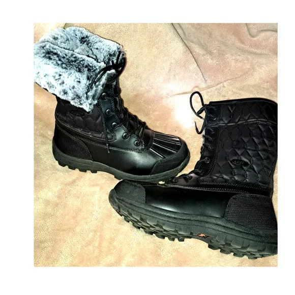 NEW Sz. 9.5 LUTGZ Black Fur-EXTRA INSULATED- Lined Snow Boots Convertibles