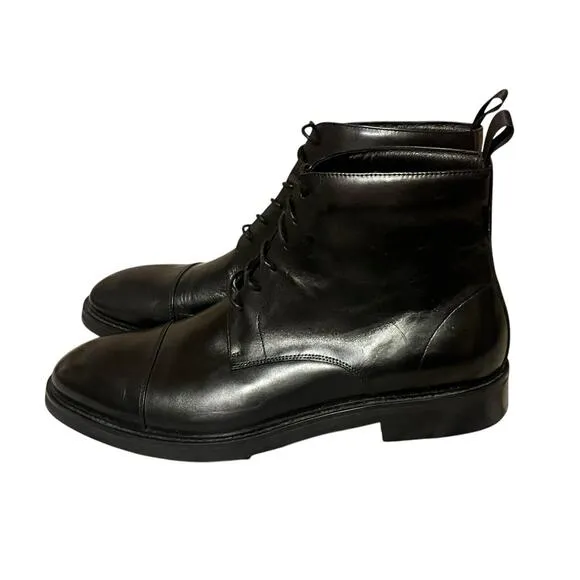 NEW Taft 365 Cap Toe Ankle Boots •Men 13• Smooth Black Leather M003 $189