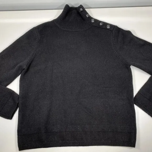 NEW THE KOOPLES Women's Funnel Neck Wool Sweater – Black – Size L – NWT