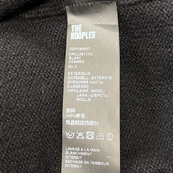 NEW THE KOOPLES Women's Funnel Neck Wool Sweater – Black – Size L – NWT