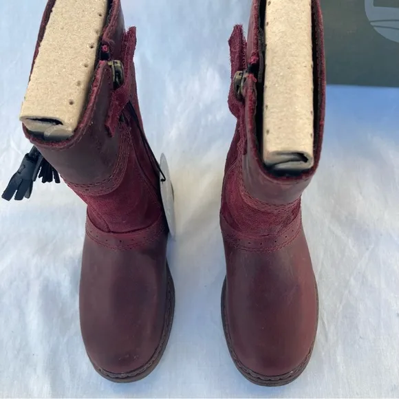 New Timberland Earthkeepers Leather Toddler Winter Boots Size 6 Burgundy Red