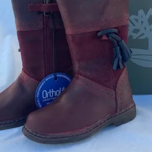 New Timberland Earthkeepers Leather Toddler Winter Boots Size 6 Burgundy Red