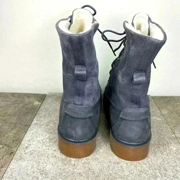 NEW Timberland Jayne Fleece Fold Down Waterproof Dark Grey Suede Ankle Boot Sz 7