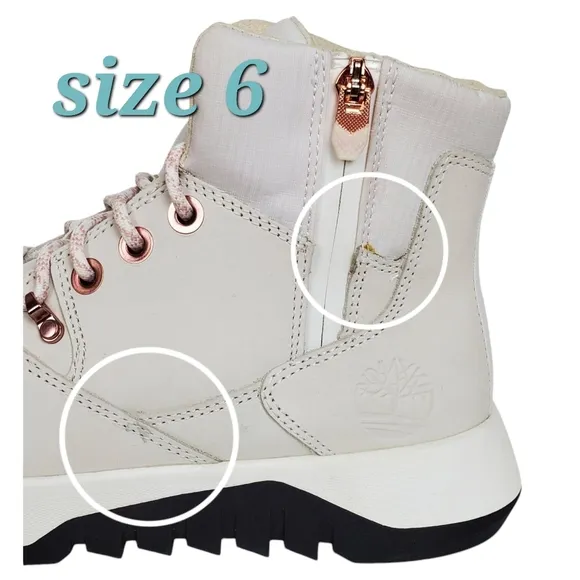 New Timberland supaway boots leather zip lace up white casual preppy outdoor