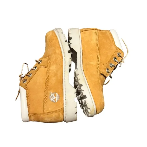 NEW! TIMBERLAND Women's Tan &amp; White Leather Lace Up Outdoor Boots-Size 5