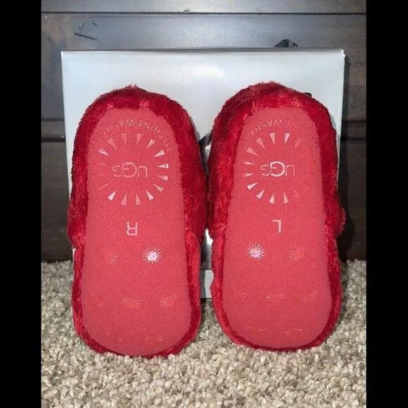 NEW! UGG Baby Faux Fur Bixbee Bootie Size 4/5 Red NIB