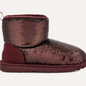 NEW UGG Classic Mini Mirror Ball Boots Grape for women 562tn