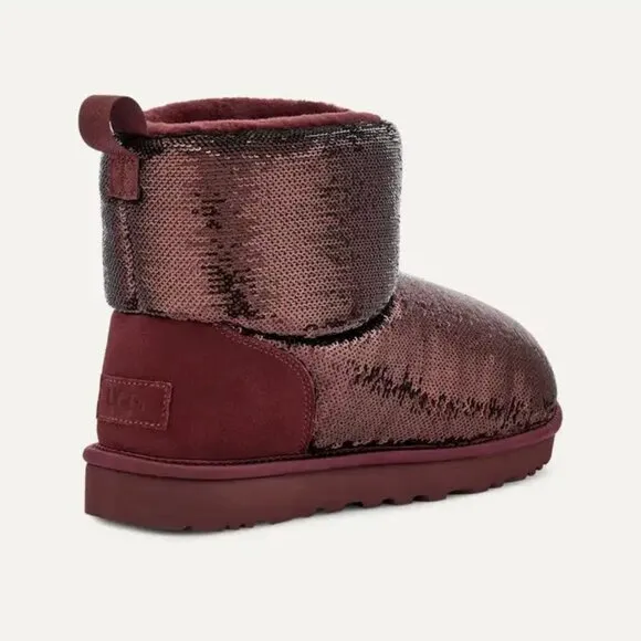 NEW UGG Classic Mini Mirror Ball Boots Grape for women 562tn